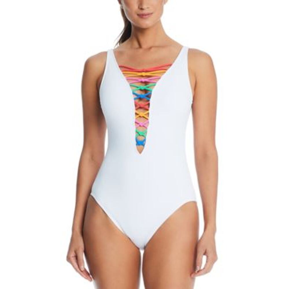 Bleu by Rod Beattie Women's Core-Lace-Down Mio One White Multi 3 SIZES‎